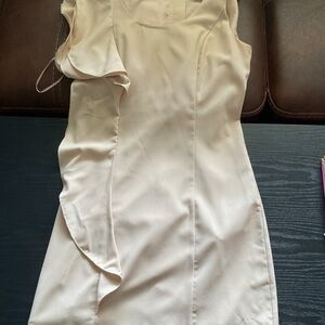 Chic Cream Midi Dress with Ruffle Detail